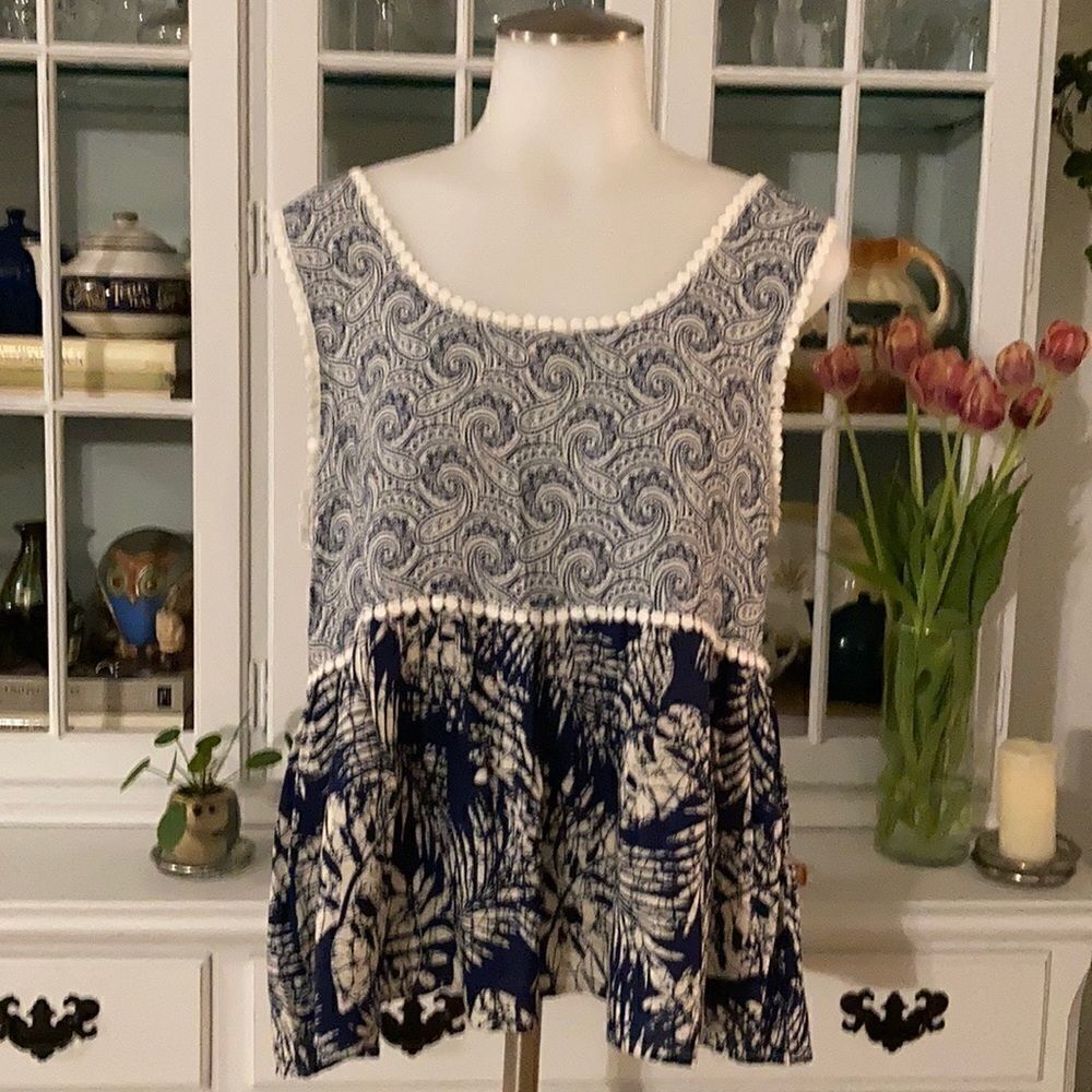 Blue and white crop tank. Size SM.